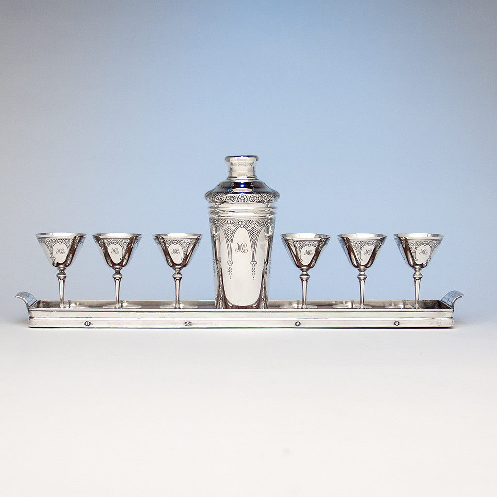 Tiffany & Co 'Art Deco' Sterling Silver Cocktail Set, New York City, c. 1925