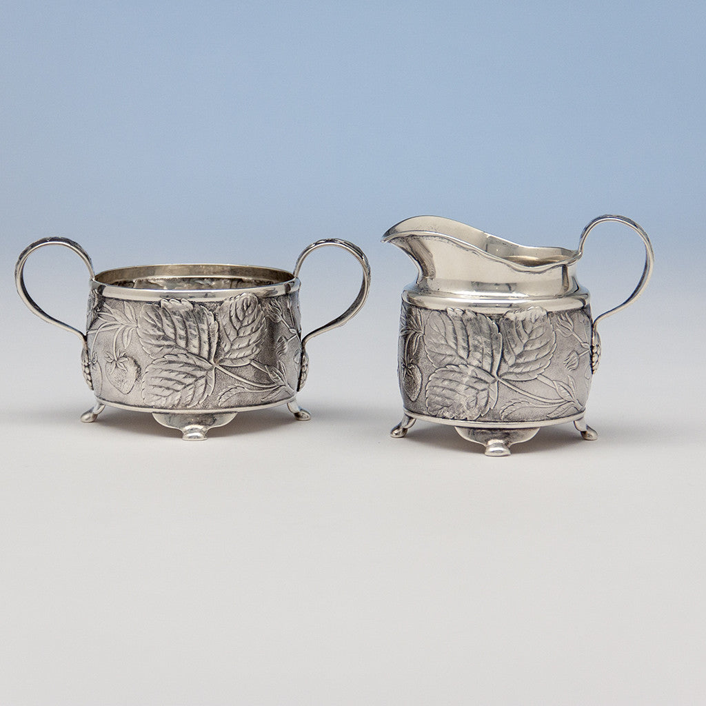 Tiffany & Co Antique Sterling Silver Dessert Creamer and Sugar, New York City, 1883-91 