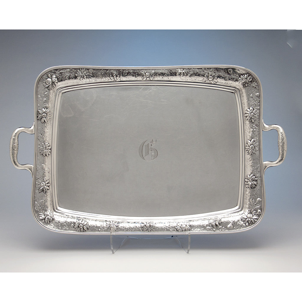 Tray to Gorham Rare Antique Sterling Silver &#39;Japanese&#39; Coffee Service chased by Subero Yamamoto, Providence, RI, 1906