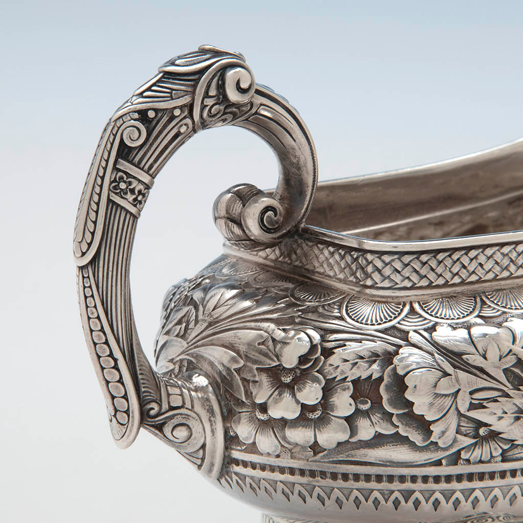 Handle to Gorham Antique Sterling Silver Aesthetic Movement Sauce Boat, Providence, RI, 1886