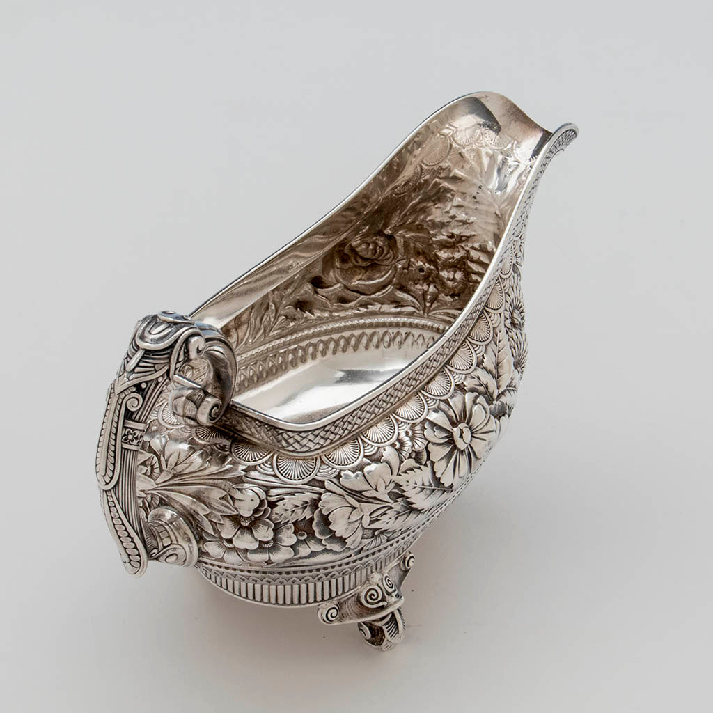 Interior of Gorham Antique Sterling Silver Aesthetic Movement Sauce Boat, Providence, RI, 1886