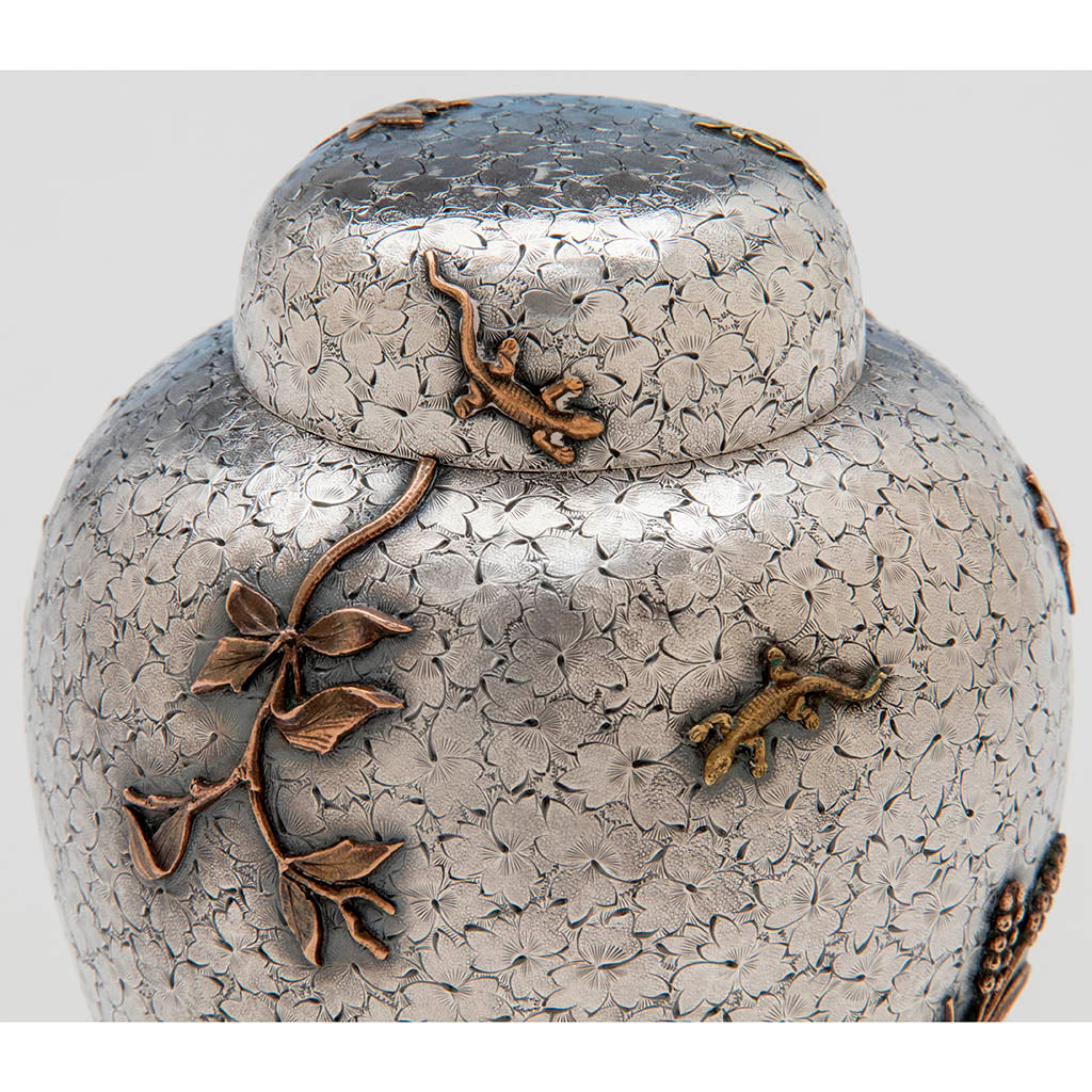 Dominick &amp; Haff Antique Sterling Silver and Mixed Metal Tea Caddy, NYC, 1880