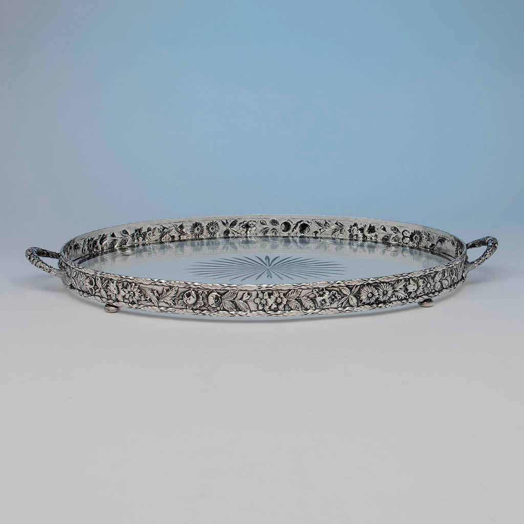 S. Kirk & Son, Co Antique Sterling Silver & Glass Tray, Baltimore, 1891- c. 1905