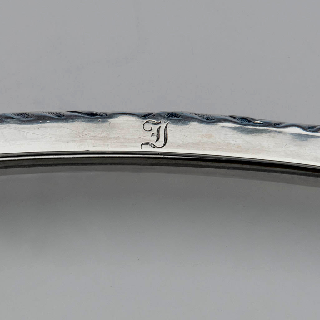 Initial on S. Kirk &amp; Son, Co Antique Sterling Silver &amp; Glass Tray, Baltimore, 1891- c. 1905