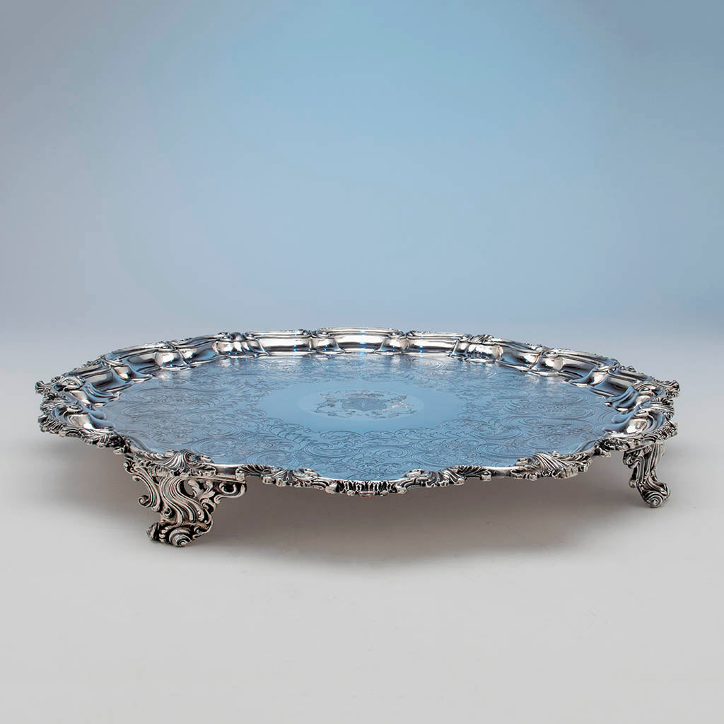 Side of Antique Sheffield Plate Massive Round Waiter belonging to the Duke of Bolton, Sheffield, c. 1830