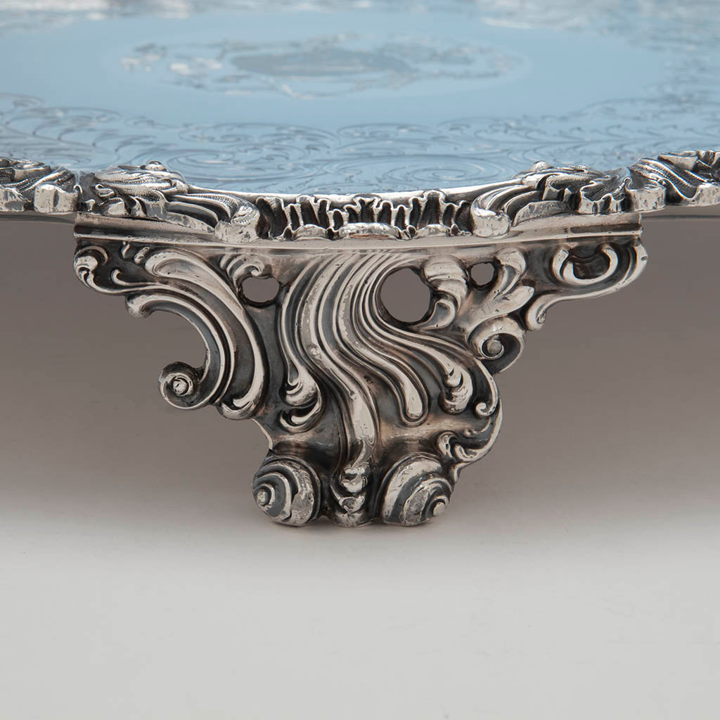 Foot of Antique Sheffield Plate Massive Round Waiter belonging to the Duke of Bolton, Sheffield, c. 1830