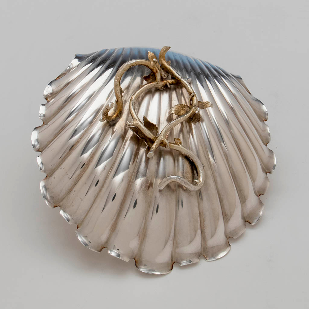 Base of Gorham Antique Sterling Silver Pair of Figural Candy Dishes, Providence, RI, 1876