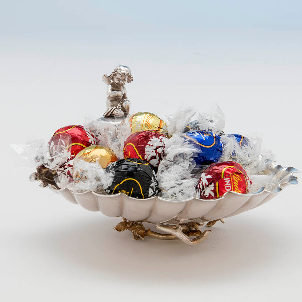front of Gorham Antique Sterling Silver Pair of Figural Candy Dishes, Providence, RI, 1876