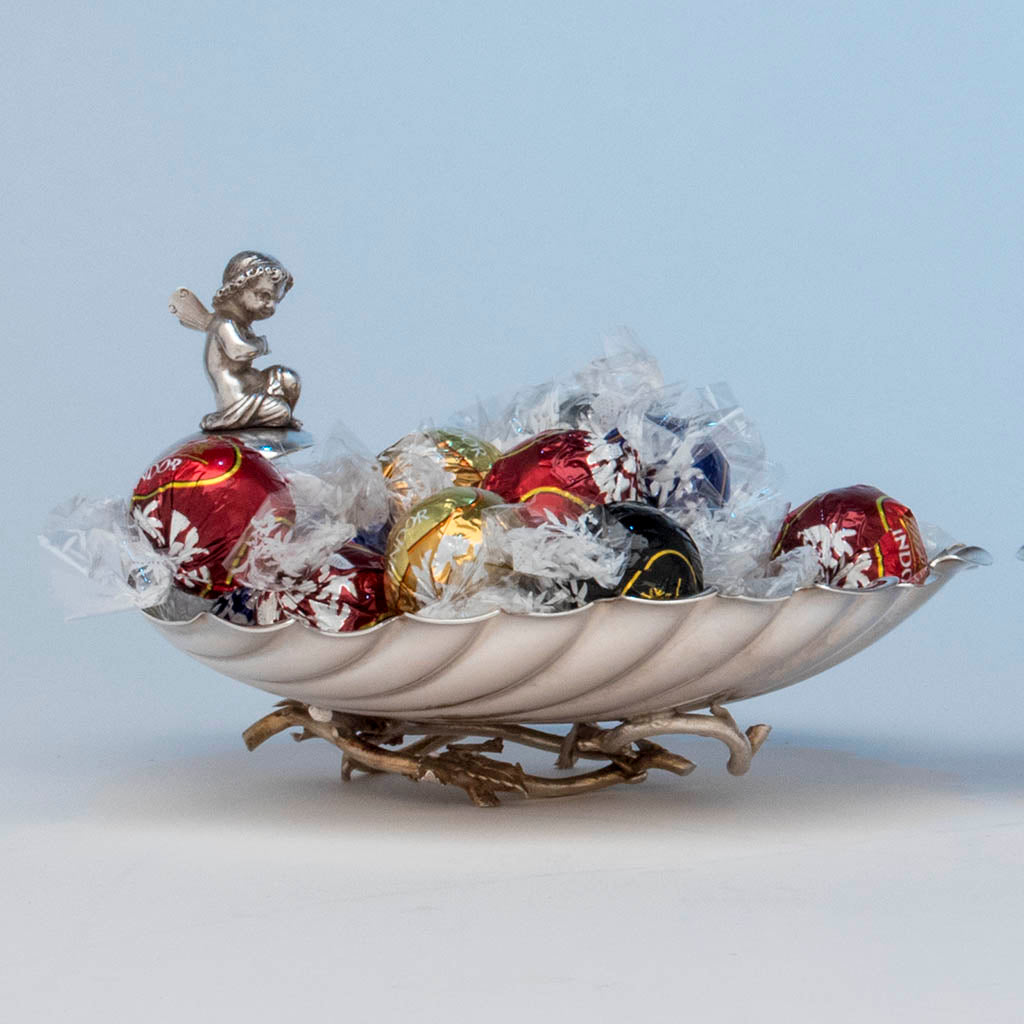 Gorham Antique Sterling Silver Pair of Figural Candy Dishes, Providence, RI, 1876