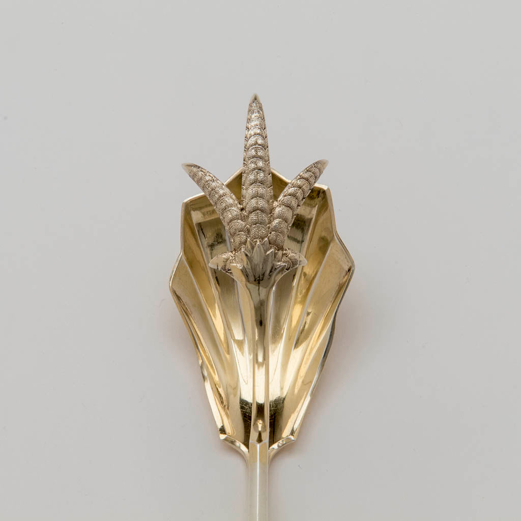 Tongs on the Gorham &#39;Medallion&#39; Pattern Antique Sterling Silver Ice Tongs, Providence, RI, c. 1870&#39;s