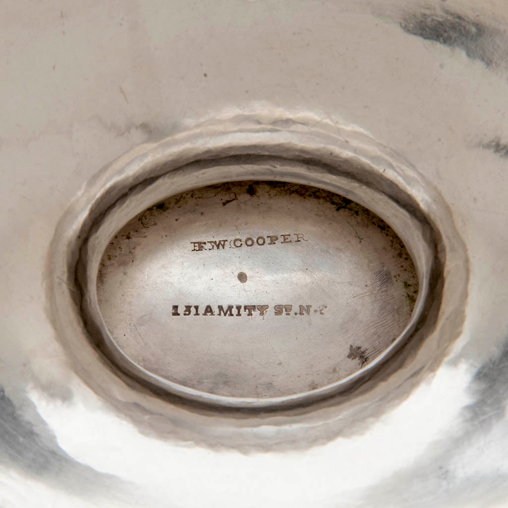 Marks on Francis W. Cooper Antique Coin Silver Gravy Boat, New York City, 1863