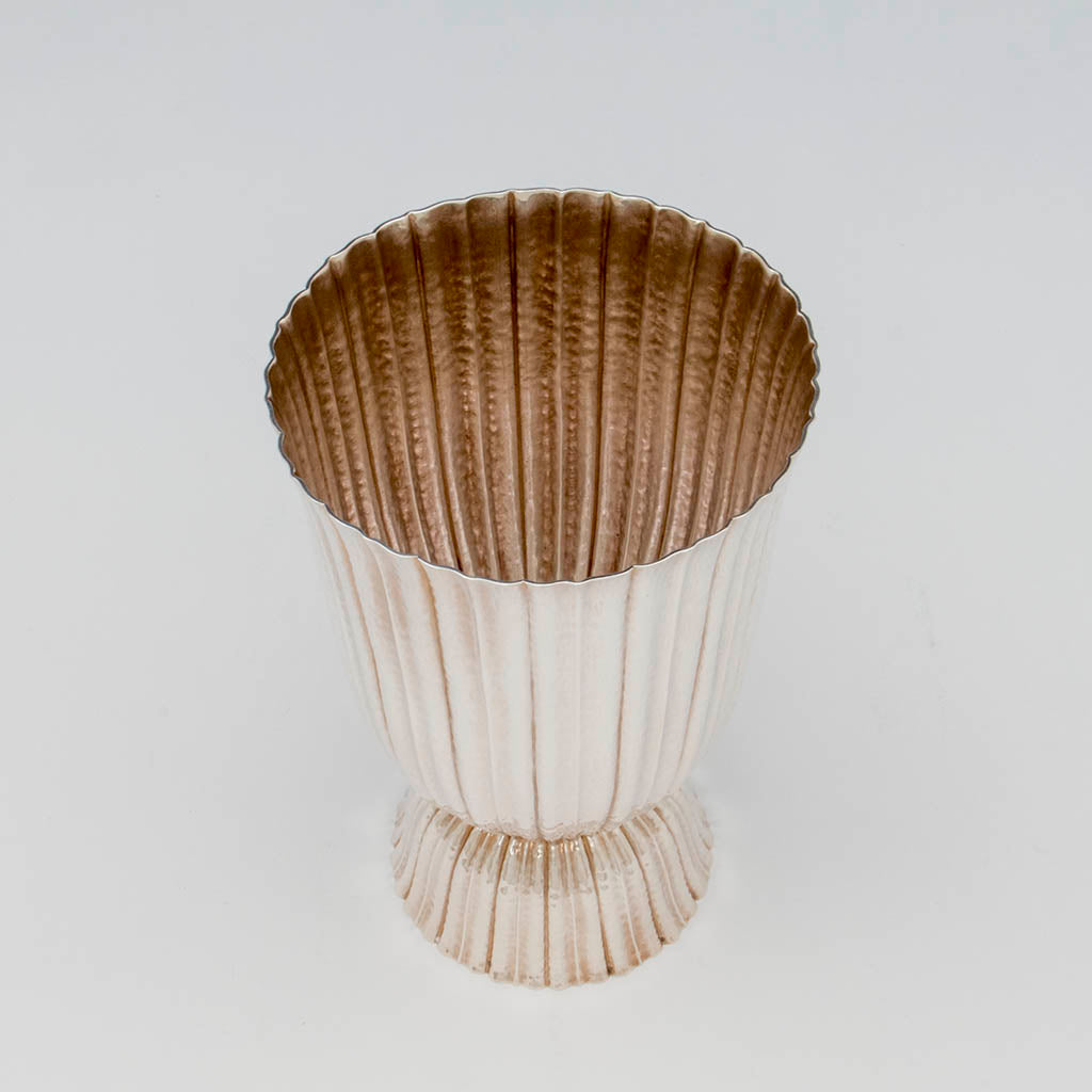 Interior of Josef Hoffmann (designed by) Austrian Silver Plated Vase, made by the Wiener Werkstätte, c. 1920&#39;s