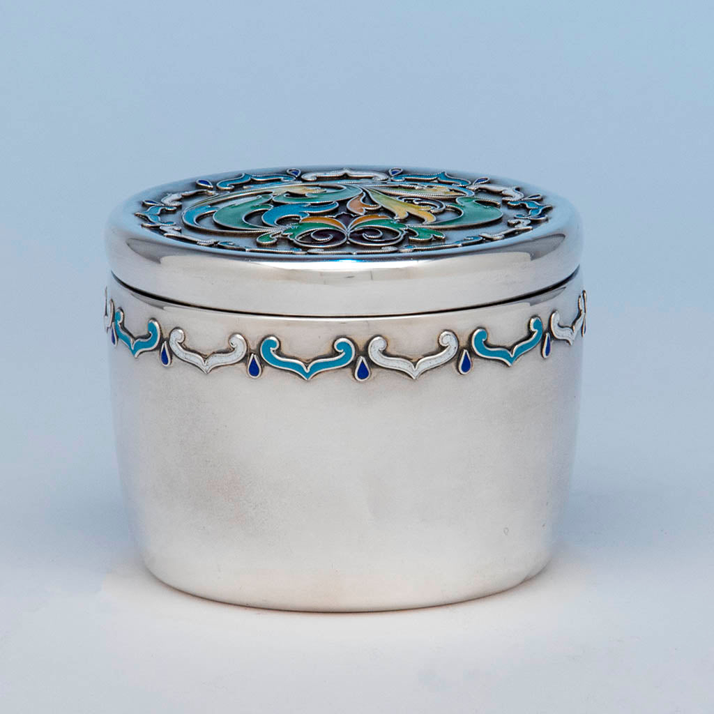 Whiting Antique Sterling Silver with Enamel Box, NYC, c. 1900