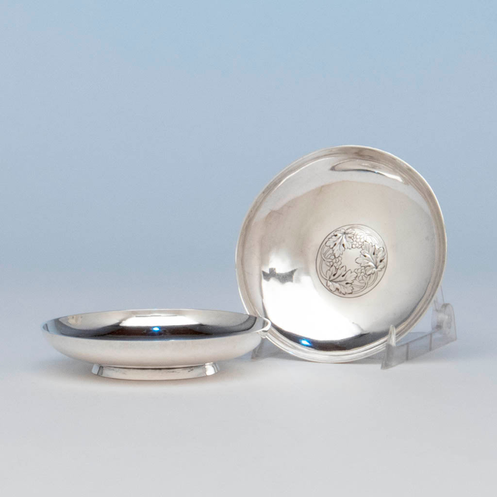 Arthur Stone Associates Arts & Crafts Sterling Decorated Dishes, Gardner, MA, c. 1940