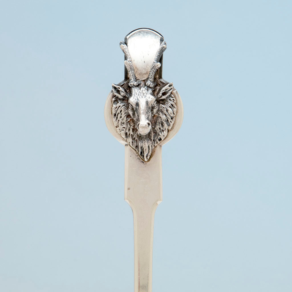 Handle to Gorham 'Saxon Stag' Coin Silver Ice Serving Spoon, Providence, RI, c. 1855-67
