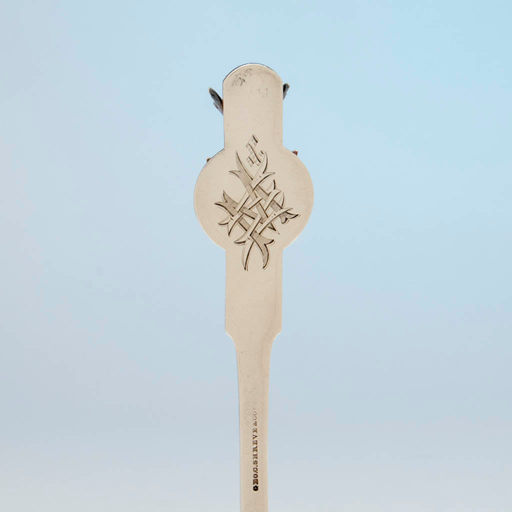Monogram on Gorham 'Saxon Stag' Coin Silver Ice Cream Slice, Providence, RI, c. 1855-67