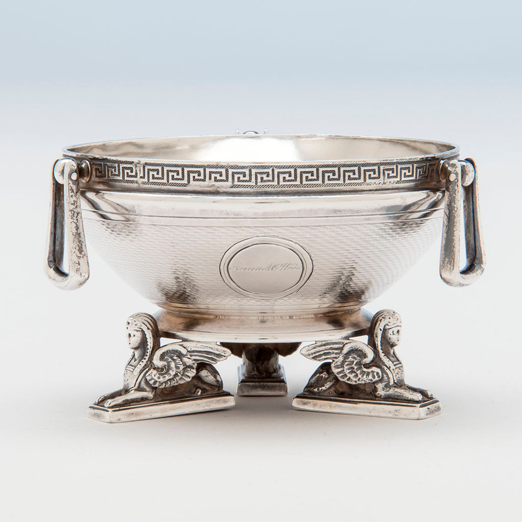 Monogram on Gorham Pair of Coin Silver Figural Master Salts, Providence, RI, c. 1865