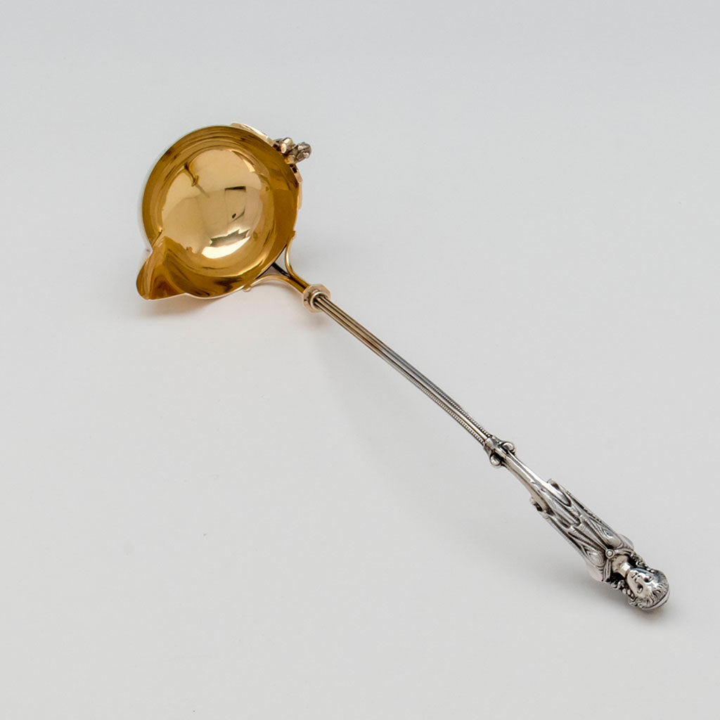 George Sharp Antique Coin Silver Figural Punch Ladle, Philadelphia, PA, 1866