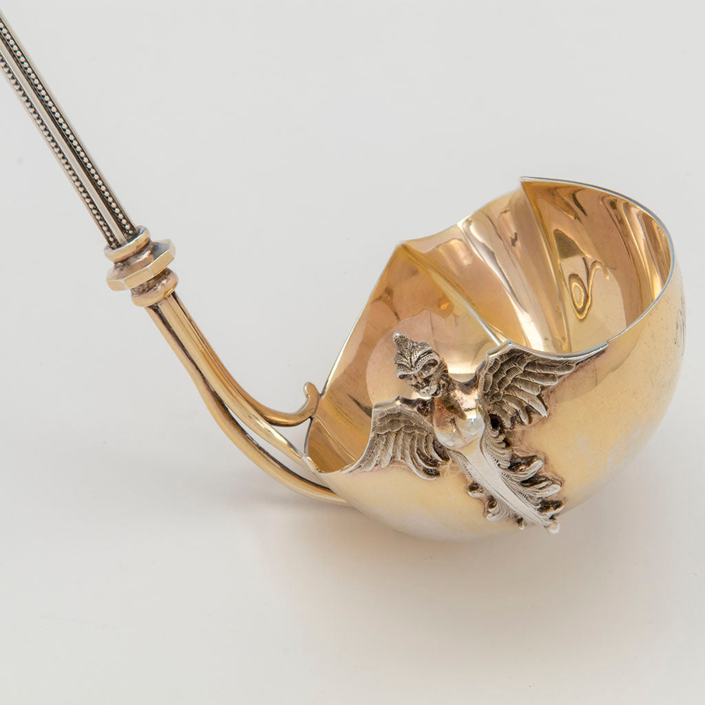 Bowl figure of George Sharp Antique Coin Silver Figural Punch Ladle, Philadelphia, PA, 1866
