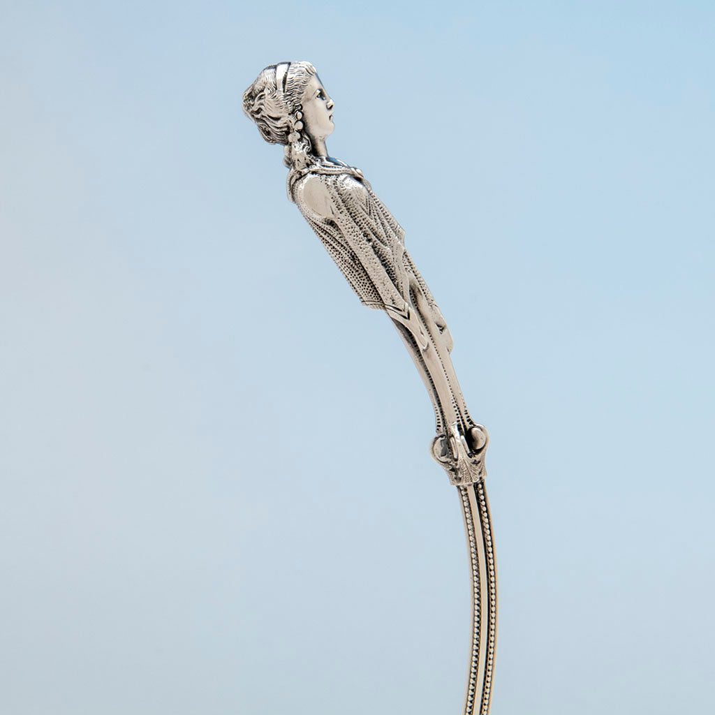 Handle profile of George Sharp Antique Coin Silver Figural Punch Ladle, Philadelphia, PA, 1866