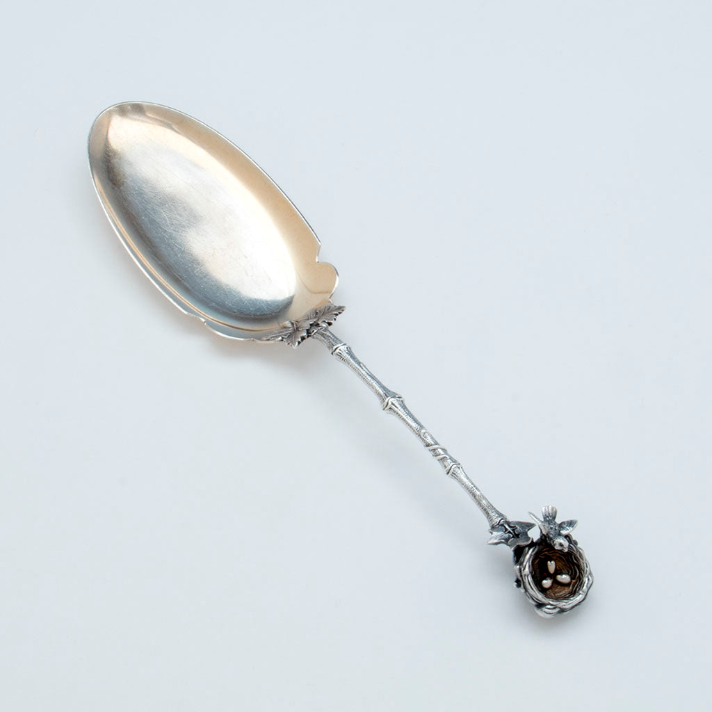 Gorham &quot;Bird&#39;s Nest&quot; Antique Sterling Silver Pudding Server, Providence, RI, c. 1870