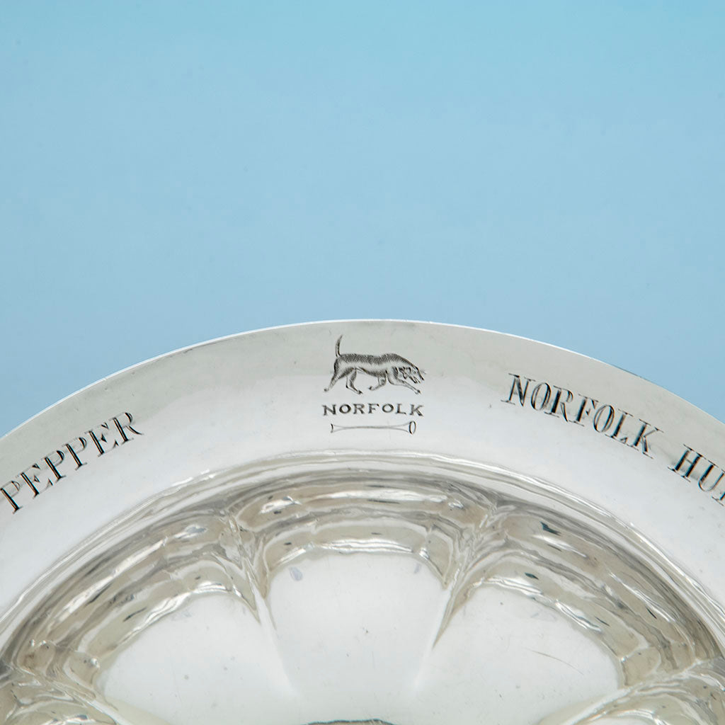 Club emblem on Karl Leinonen Arts and Crafts Sterling Silver Presentation Trophy Bowl, Boston, MA, 1928
