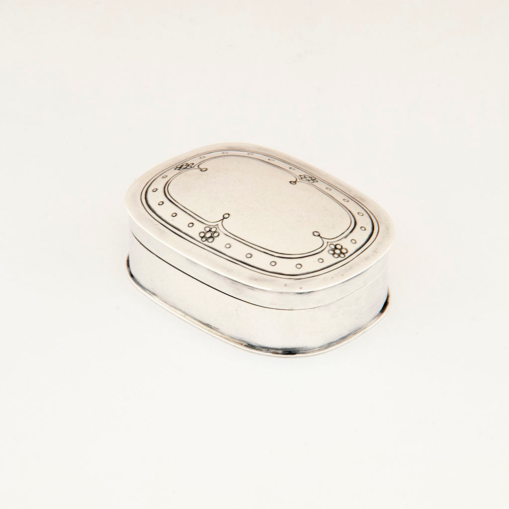 Arthur Stone Sterling Silver Arts & Crafts Pill Box, Gardner, MA, c. 1910