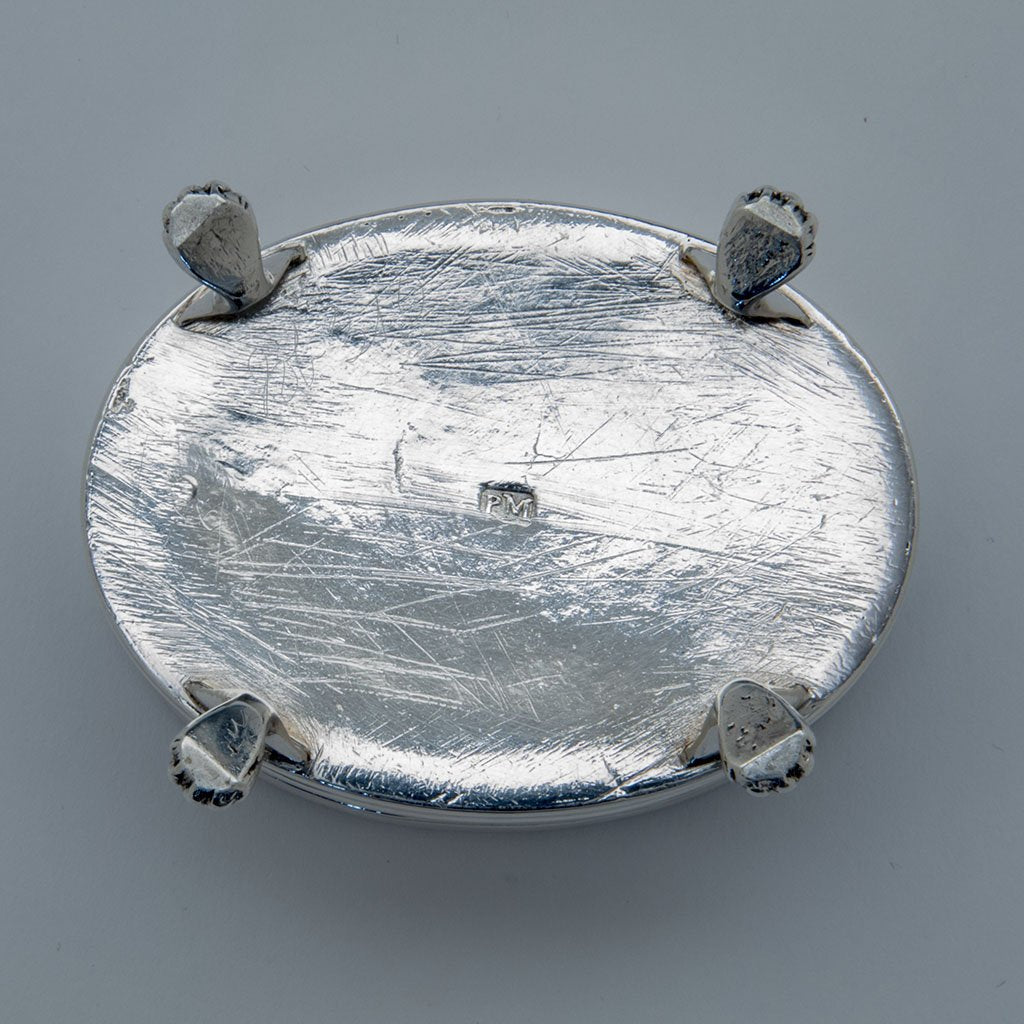 Mark on Peter Mood Barrell Form Silver Salt Cellars, Charleston, SC c 1800
