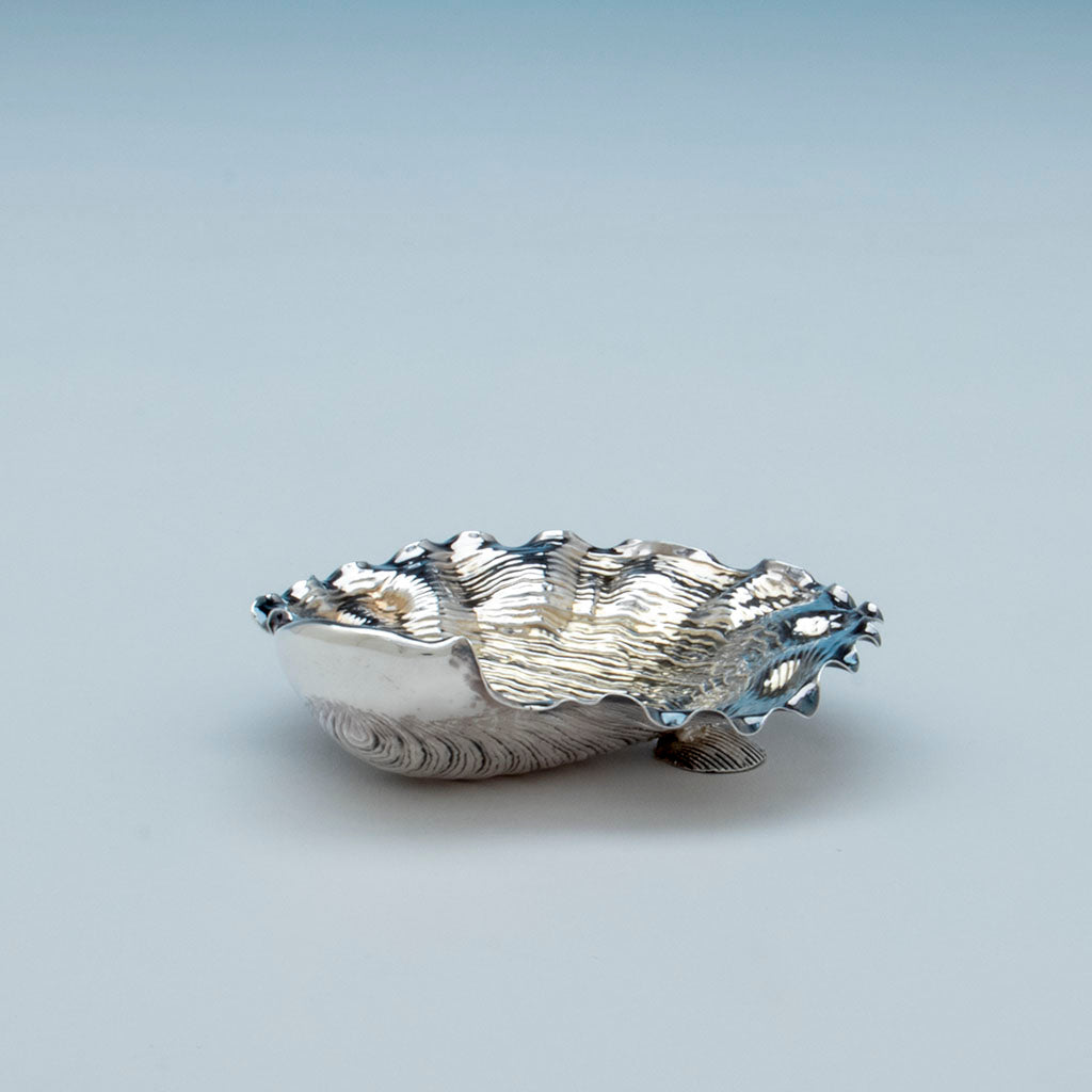 Side of Gorham Antique Sterling Silver Oyster Shell Dish, Providence, RI, 1887