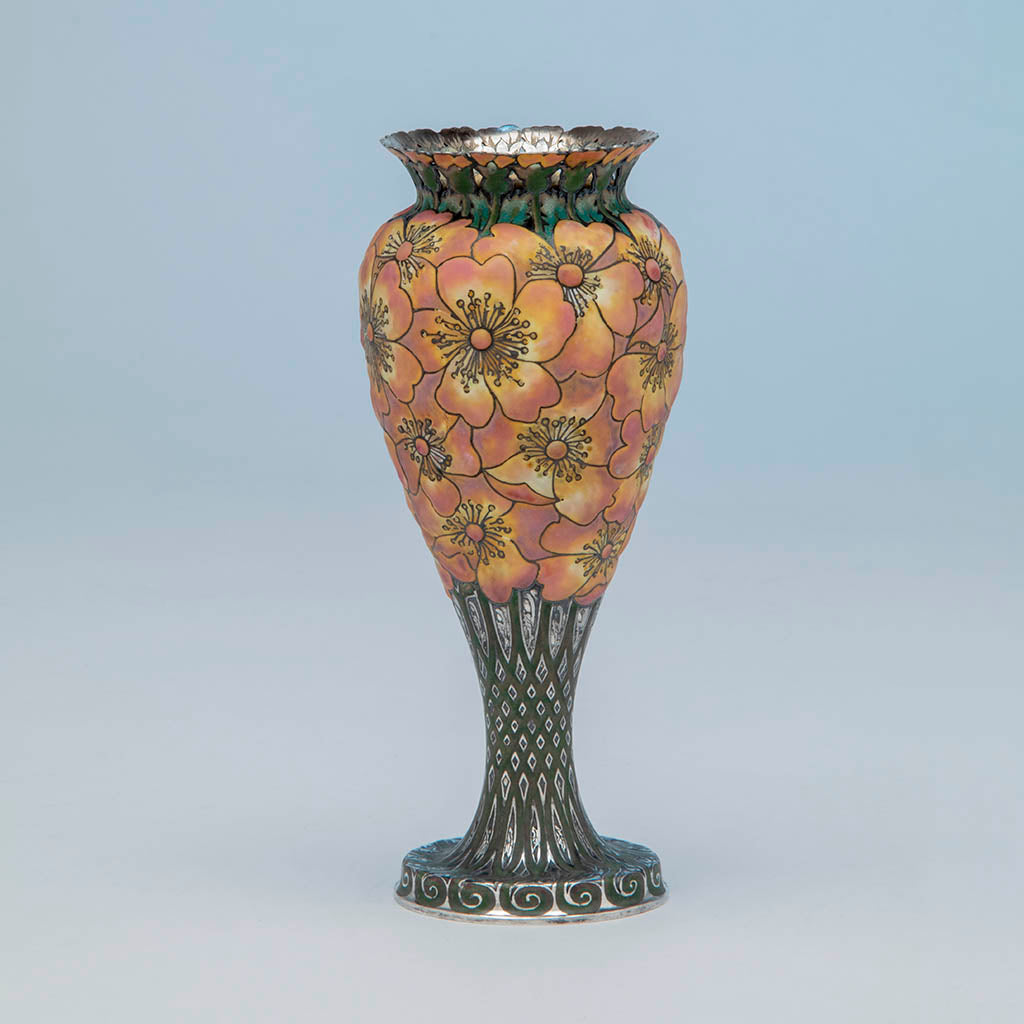 View 3 of Tiffany &amp; Co - The &quot;Moss-Roses&quot; Vase, 1893 Columbian Exhibition Sterling Silver and Enamel Vase, design attributed to John T. Curran, c. 1893