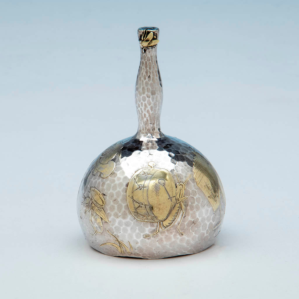 Tiffany and Co Aesthetic Movement Sterling 'Cricket Band' Table Bell, NYC, c. 1880