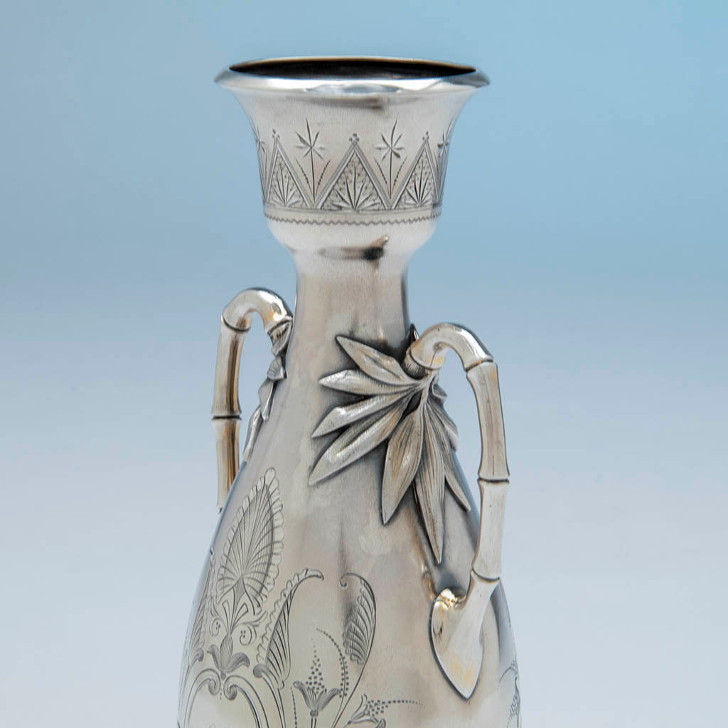Handles to William Gale(attr) Antique Sterling Silver Vase, NYC, NY, c. 1870&#39;s