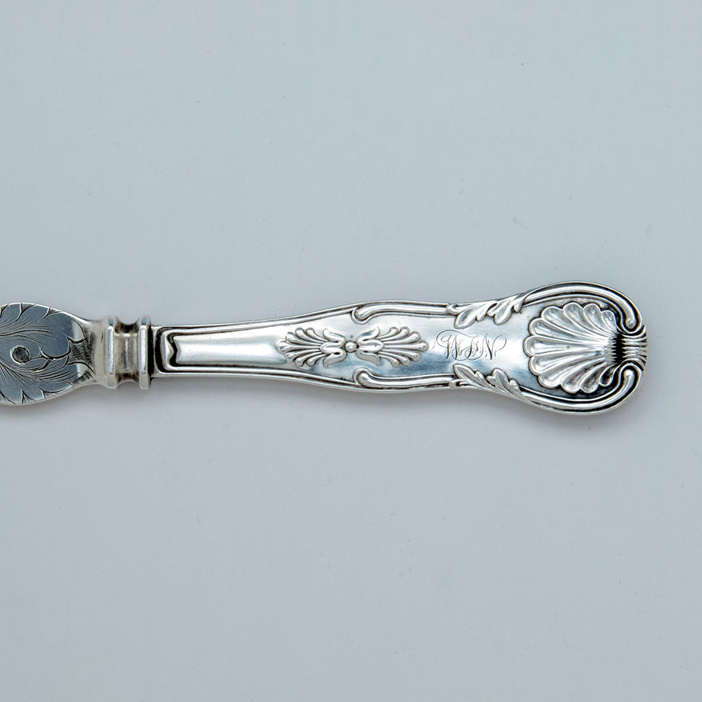 Handle to R and W Wilson ntique Coin Silver Fish Server, Philadelphia, PA, c. 1860