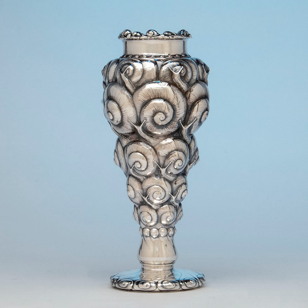 Tiffany & Co - The "Snail Vase", 1893 Columbian Exhibition Sterling Silver Vase, designed by John T. Curran, c. 1893
