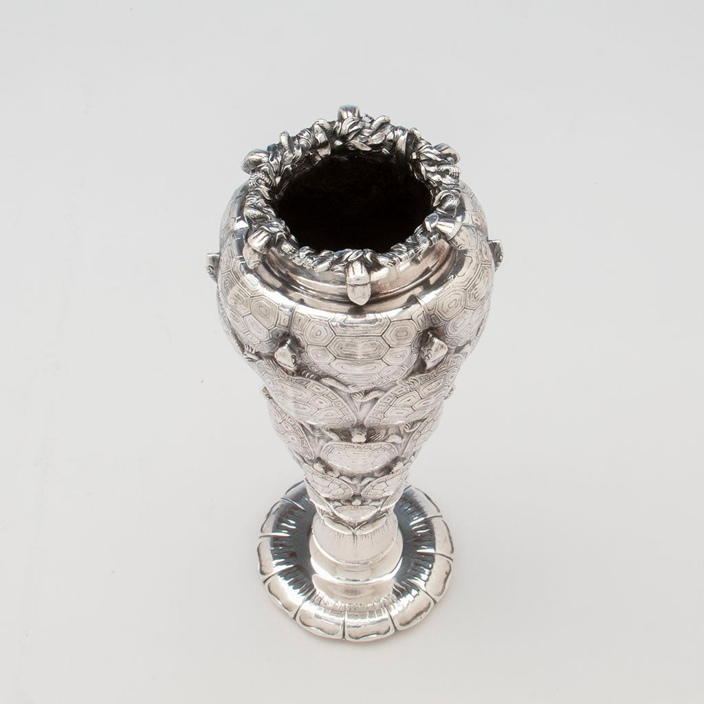 Top of the Tiffany &amp; Co: The &quot;Terrapin Vase&quot;, 1893 Columbian Exhibition Mixed Metal Sterling Silver Vase, designed by John T. Curran, c. 1893