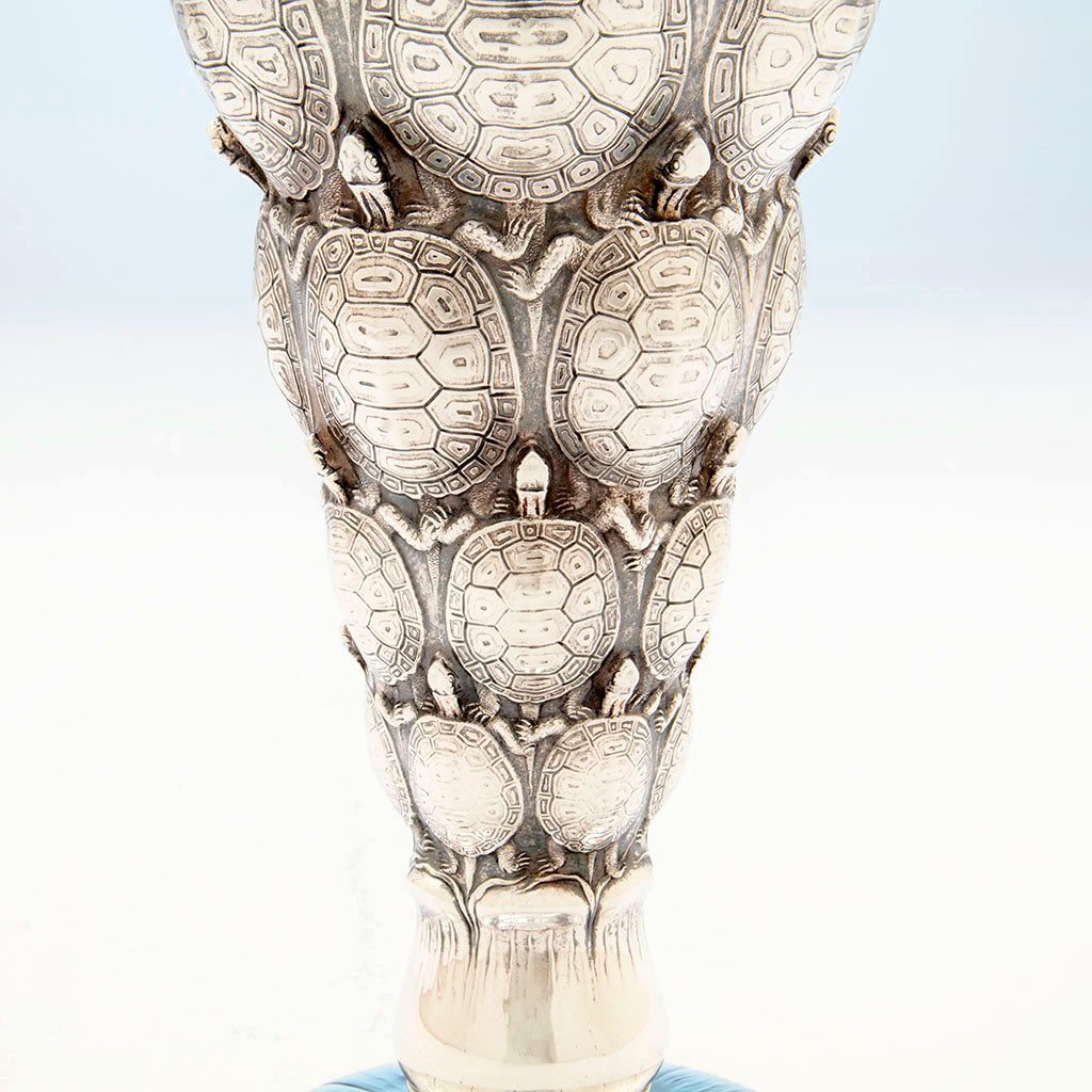 Terrapin details Tiffany &amp; Co: The &quot;Terrapin Vase&quot;, 1893 Columbian Exhibition Mixed Metal Sterling Silver Vase, designed by John T. Curran, c. 1893