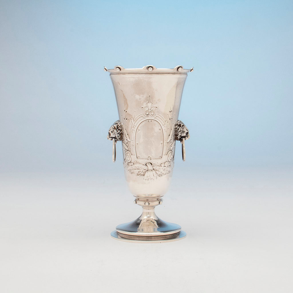 Back of Gorham Antique Coin Silver Figural Celery Vase, Providence, RI, c. 1860s