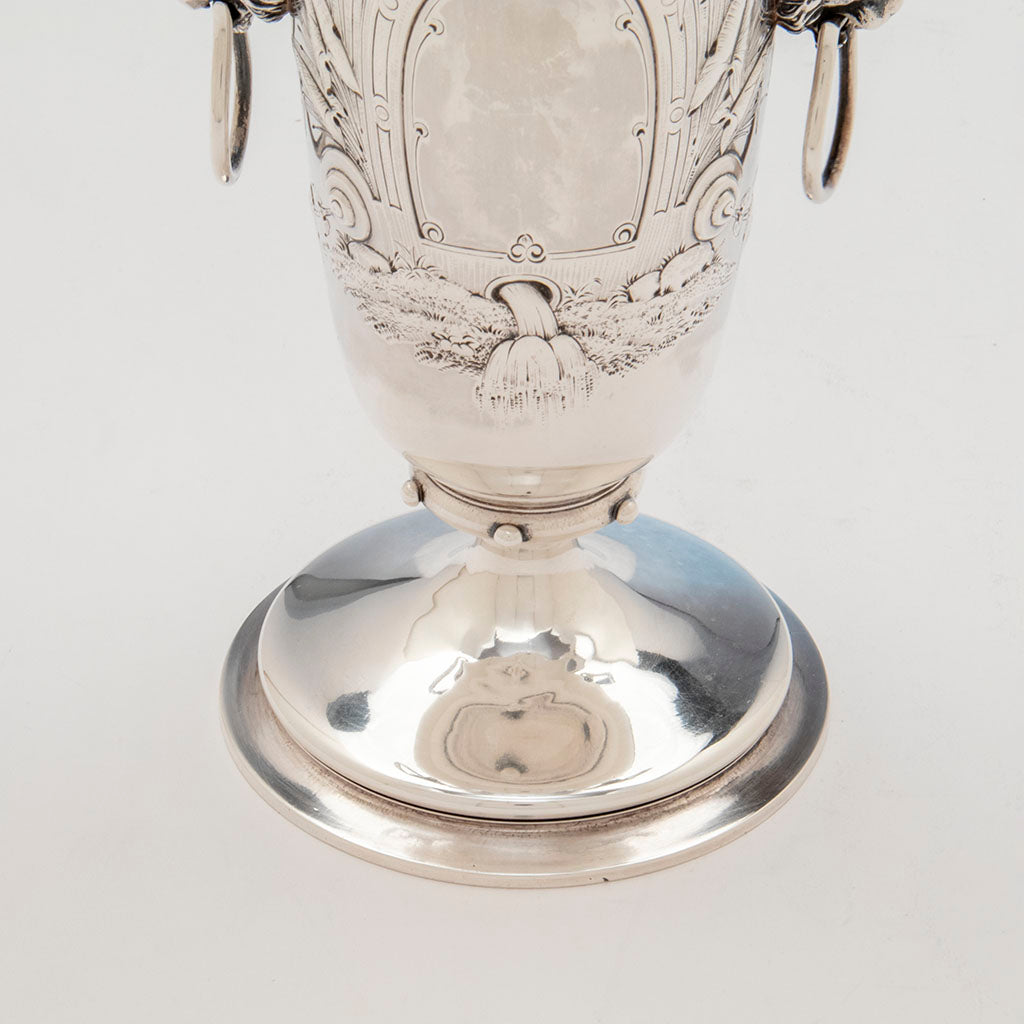 Base of Gorham Antique Coin Silver Figural Celery Vase, Providence, RI, c. 1860s