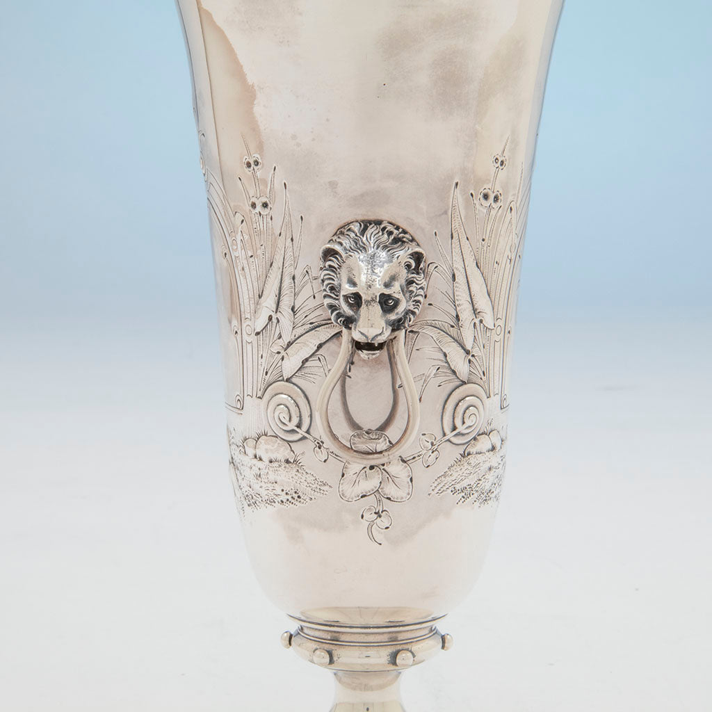 Handle to Gorham Antique Coin Silver Figural Celery Vase, Providence, RI, c. 1860s