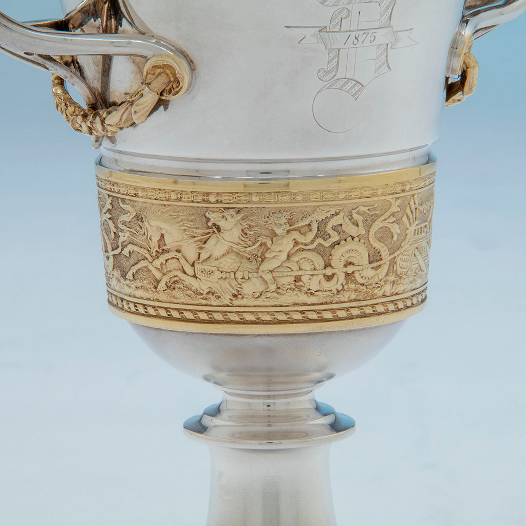 Band detail 1 of Gorham Antique Sterling Silver Celery Vase, Providence, RI, 1874