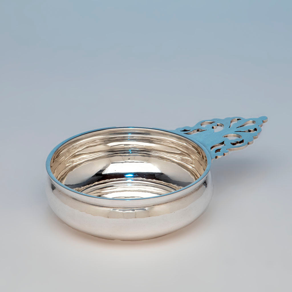 interior of David Carlson Arts and Crafts Sterling Silver Porringer, Gardner, MA 1926