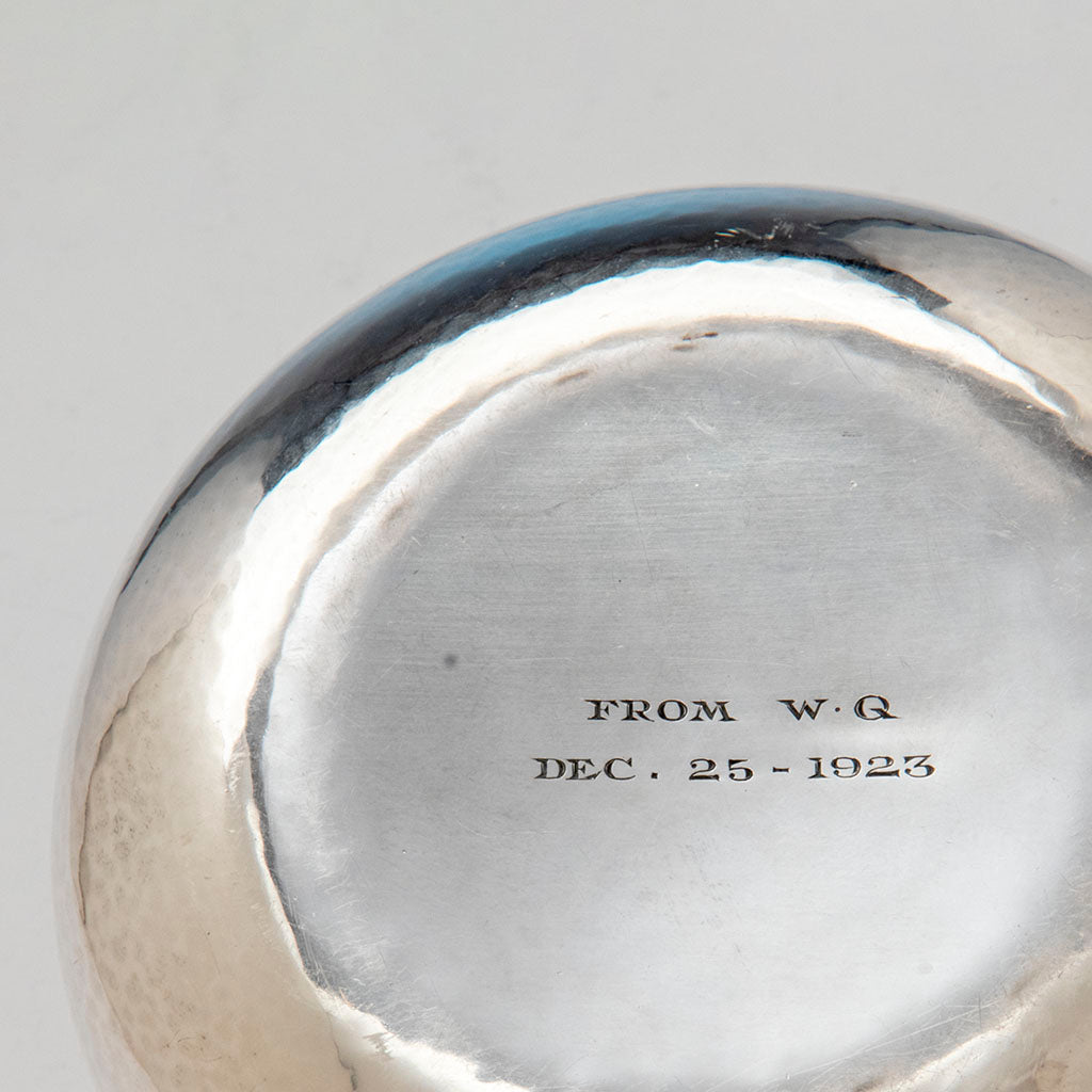 Engraving on Frans J. R. Gyllenberg Arts and Crafts Sterling Silver Porringer, Boston, 1923