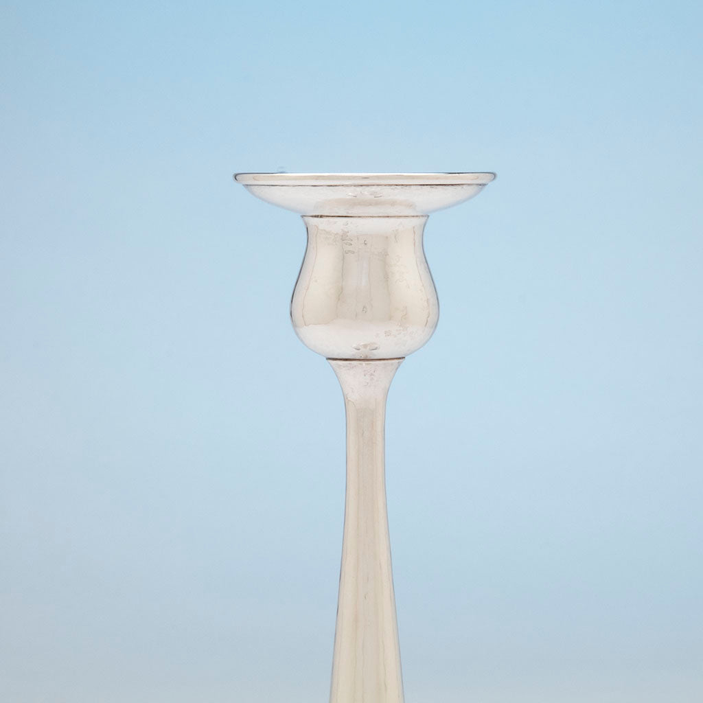 Socle to Kalo Shop Pair of Hand Wrought Sterling Silver Arts &amp; Crafts 12&quot; Tall Candlesticks, Chicago, Illinois - c. 1920&#39;s