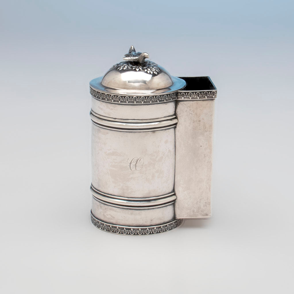 Front of R &amp; W Wilson Antique coin Silver Shaving Mug, Philadelphia, PA, 1825-46