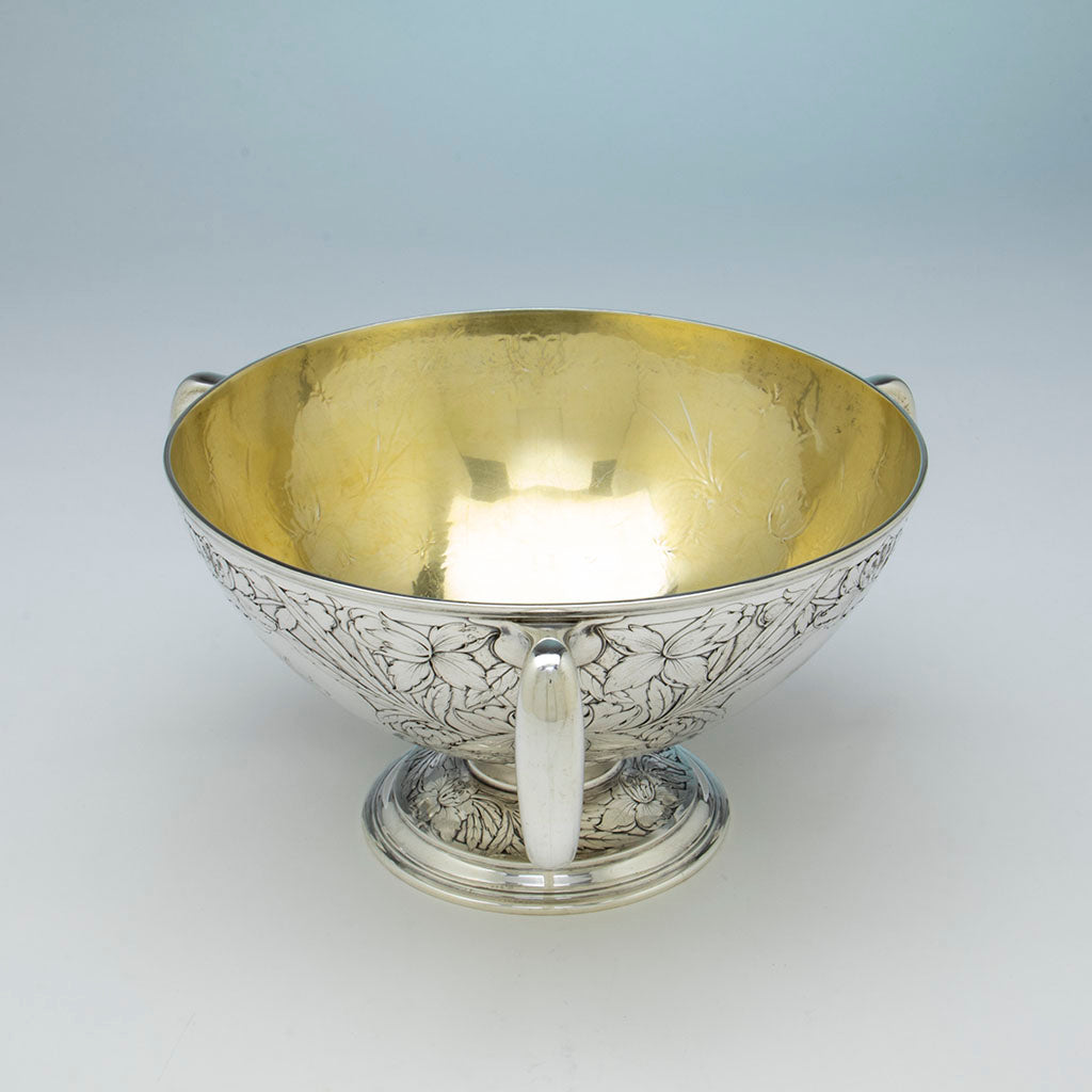 Interior of Gorham Antique Sterling Silver &#39;Sample&#39; Punch Bowl from the Metcalf family, Providence, RI, 1908
