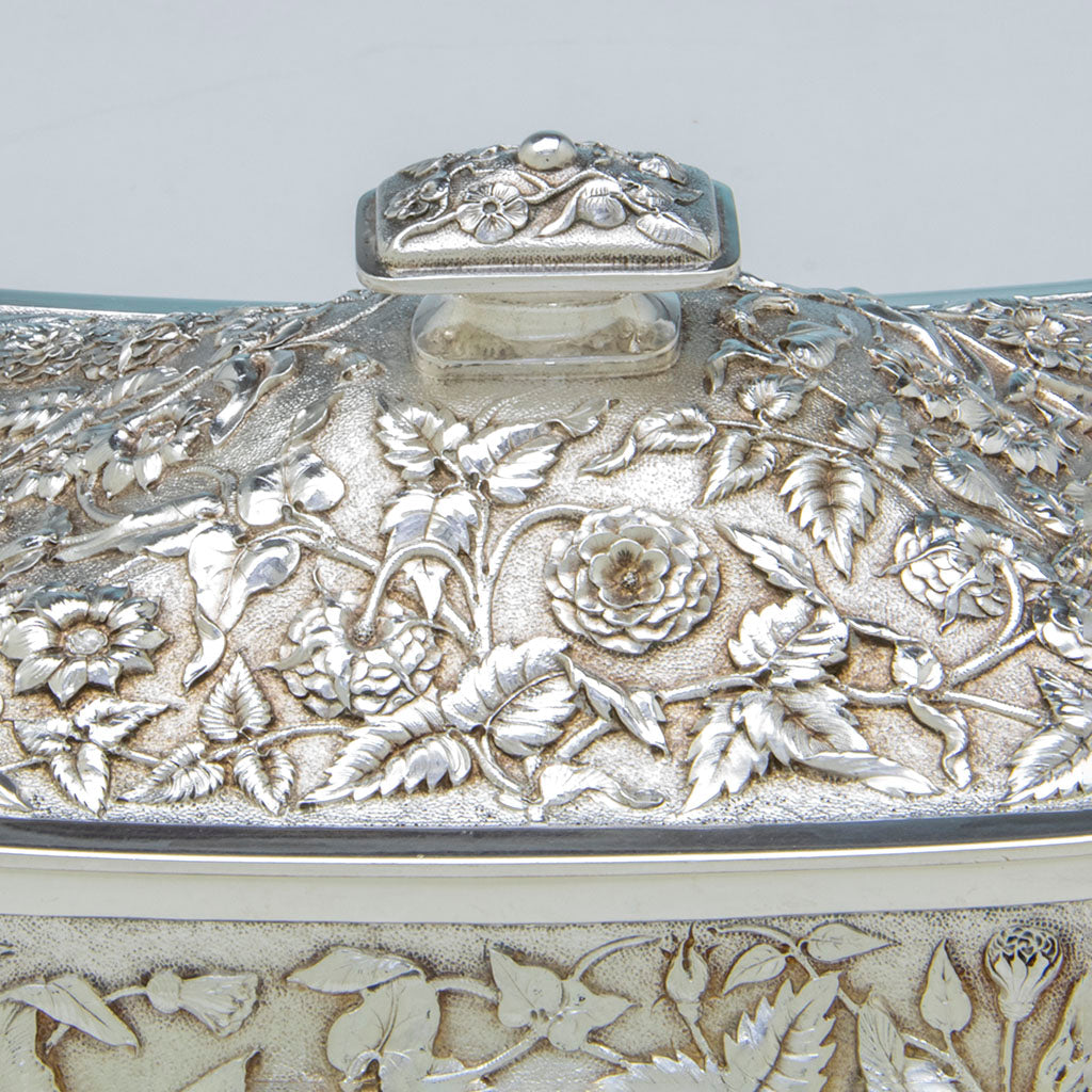 Cover detail of Dominick &amp; Haff Antique Sterling Silver Repoussé Soup Tureen, New York City, 1880