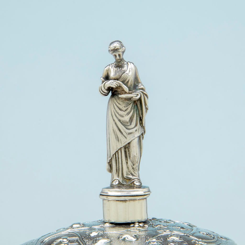 Figure on Obadiah Rich Antique Silver Classical Kettle, Boston, MA, c. 1840