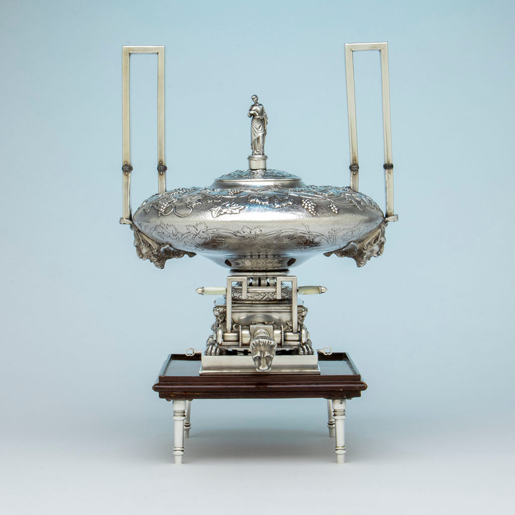 Front view of Obadiah Rich Antique Silver Classical Kettle, Boston, MA, c. 1840