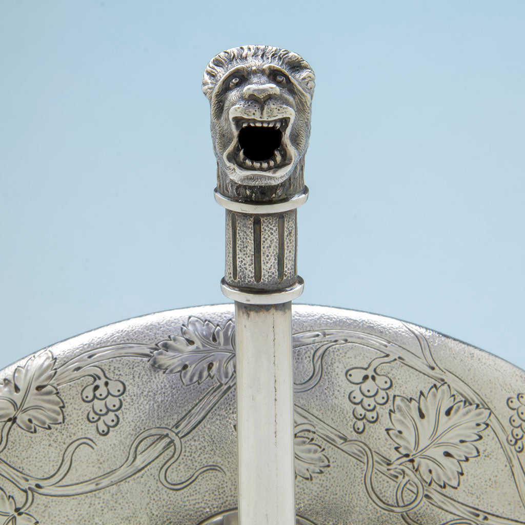 Figural spout opening of Obadiah Rich Antique Silver Classical Kettle, Boston, MA, c. 1840