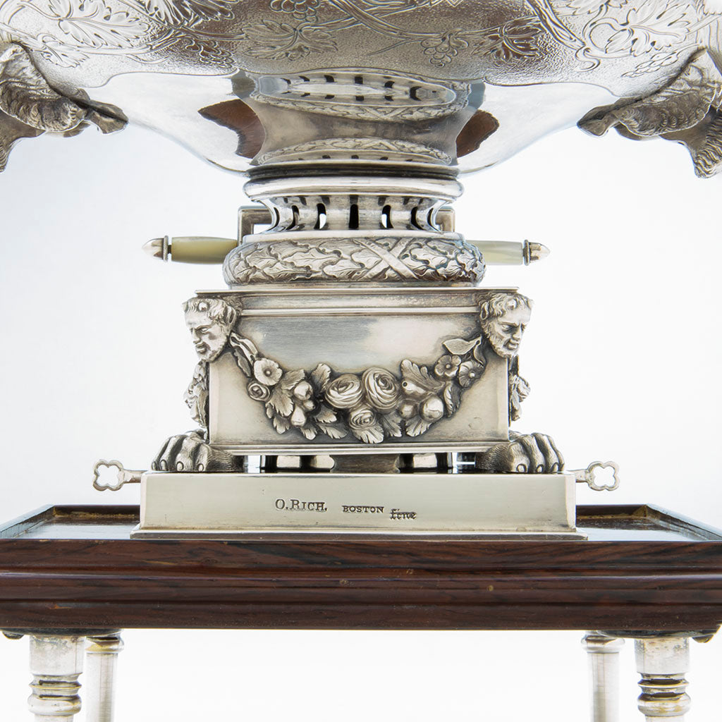 Marks on Obadiah Rich Antique Silver Classical Kettle, Boston, MA, c. 1840